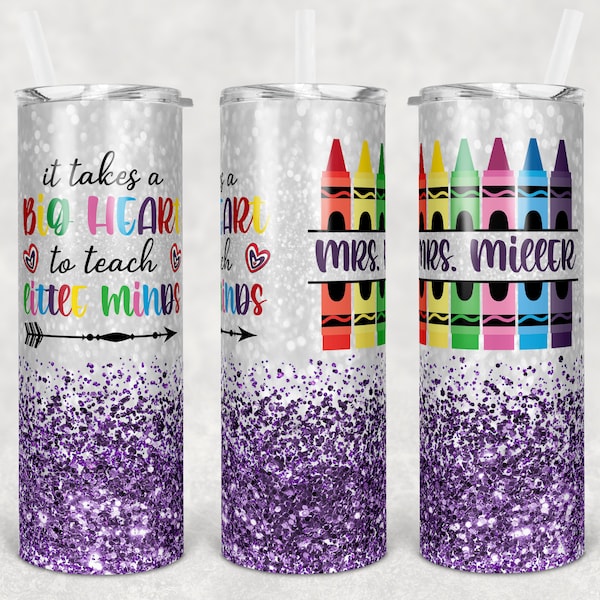 20oz Custom Glitter Crayon Teacher Tumbler/ Personalized Teacher Tumbler/ Teacher Gifts/ Pencil Cup/ Custom Cups/ Teacher / Stainless Steel