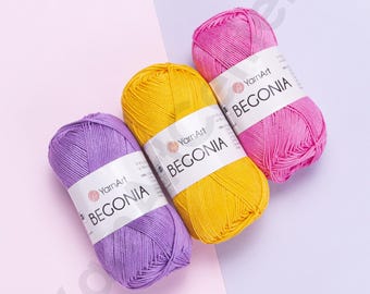 YARNART BEGONİA - Mercerized cotton Yarn for knitting Crochet yarn Cotton yarn Summer yarn Cotton yarn Hand knit yarn Color choice