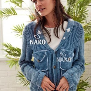 Nako Denim Hand strickgarn, Baumwolle, Premium Acryl, Pullover, Strickjacke, Weste, Schal, Barettgarn Bild 6