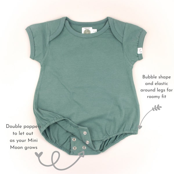 Manica corta - Green Onesie - Boho Baby - Bubble Shape - Bodysuit organico - Eco Babyshower - Moon Child - Babygift - Newborn - Indie Baby