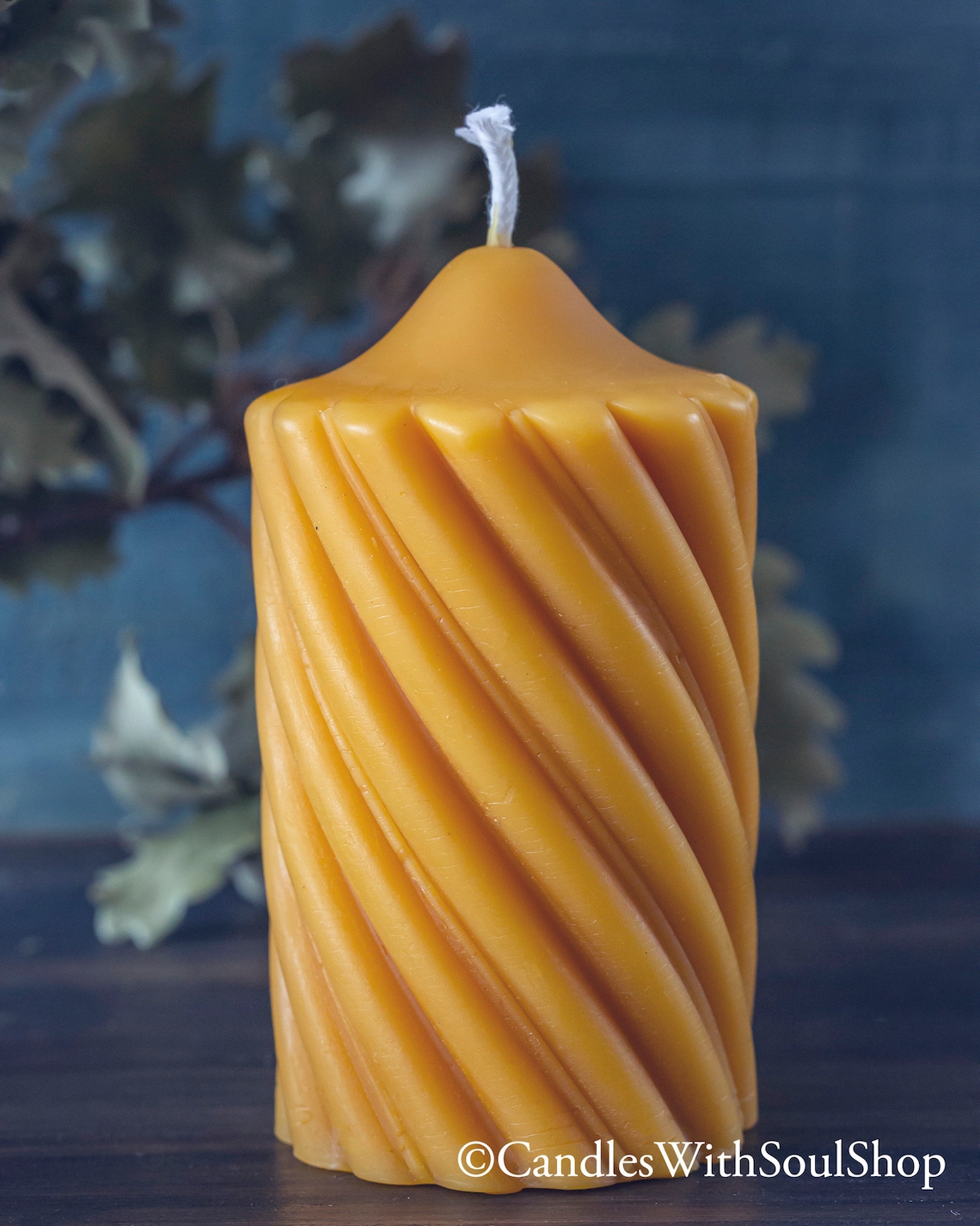 Handmade Pure Beeswax Spiral Twisted Pillar Candle for Gift or Etsy