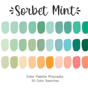 Procreate Color Palette Sorbet Mint | Color Swatches | Instant Download | Procreate Palette for iPad | Digital Color