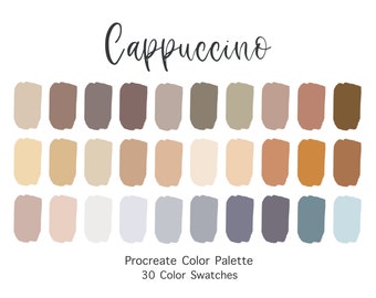Cappuccino Procreate Color Palette | 30 Neutral Swatches (Digital Download)