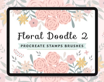 Floral Doodle Procreate Stamps | Flower Brushes (Digital Download)