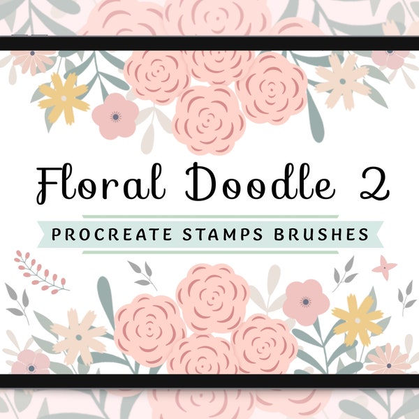 Procreate Stamps Brushes Floral Doodle 2 | Flower Brushes | Flower Stamps | Procreate Brushes | Procreate Stamps | Digital Download
