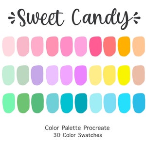 Palette de couleurs Procreate Sweet Candy | Échantillons de couleur | Téléchargement instantané | Palette Procreate pour iPad | Couleur numérique