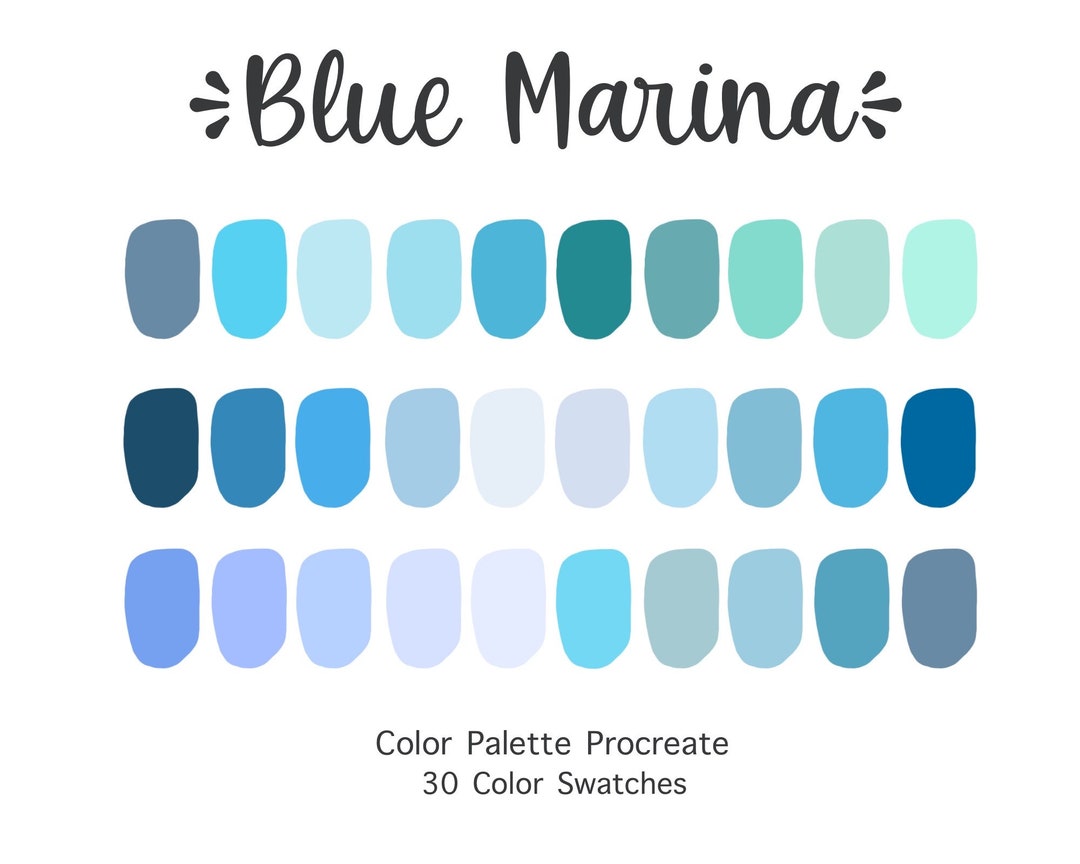 Procreate Color Palette Blue Marina Color Swatches Instant Etsy 日本