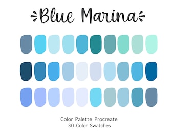 Blue Marina Procreate Color Palette | 30 Color Swatches (Instant Download)