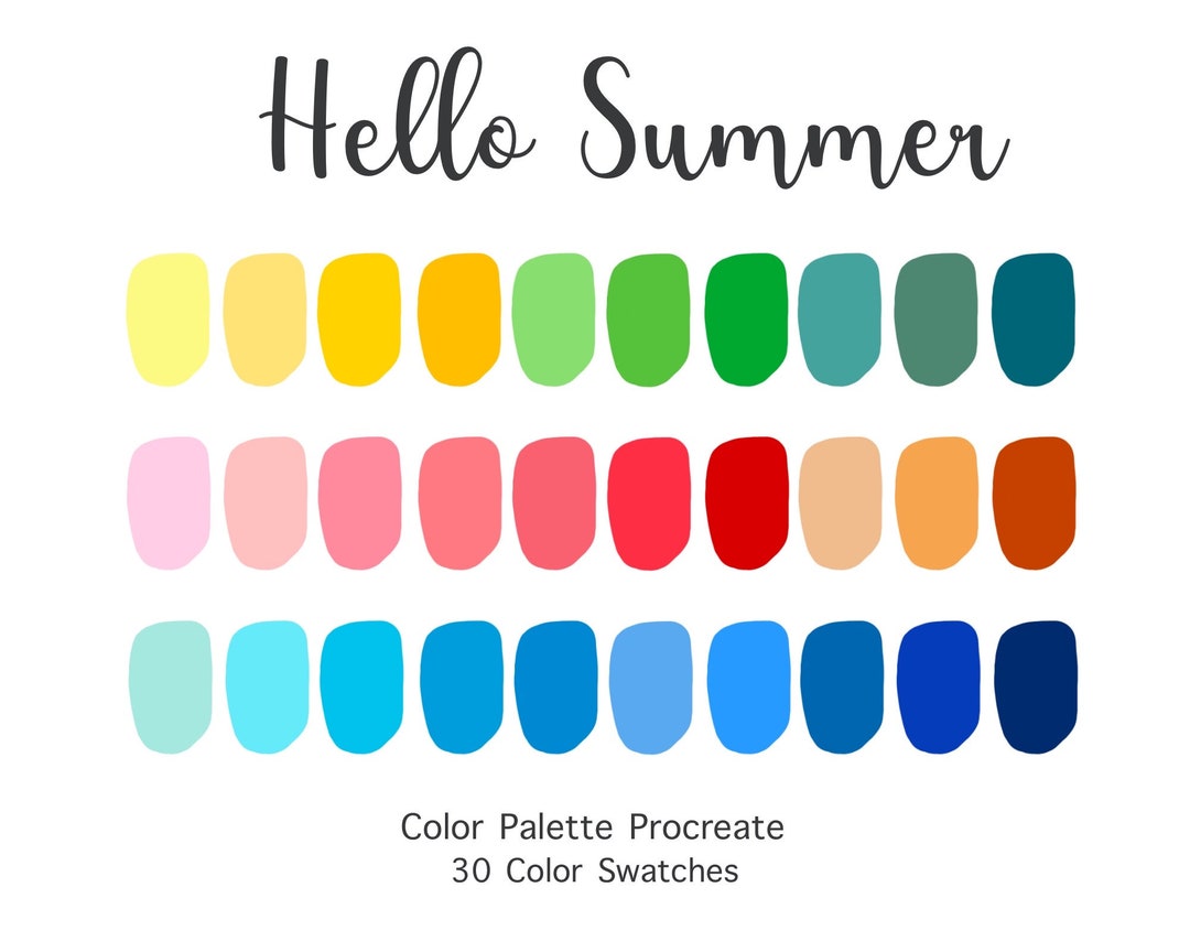 Procreate Color Palette Hello Summer Color Swatches Instant