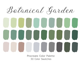 Botanical Garden Procreate Color Palette | 30 Green Swatches (Digital Download)