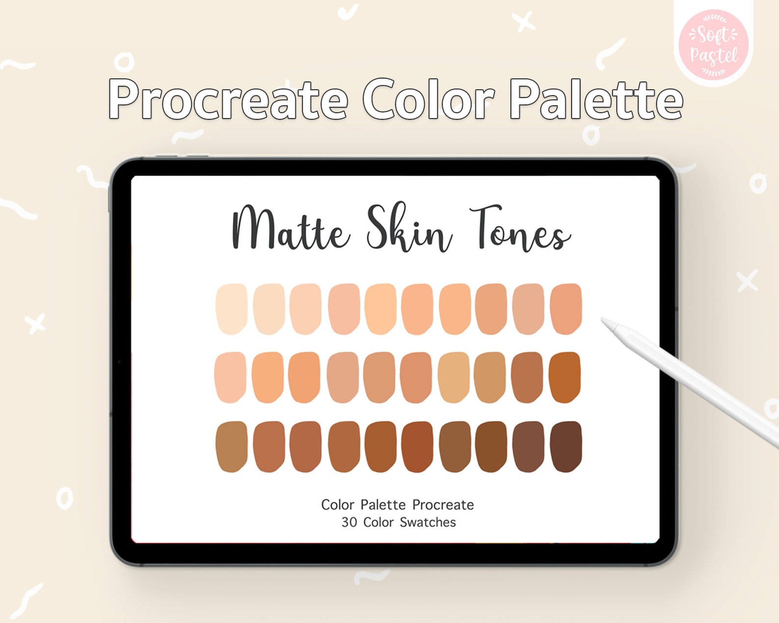 Procreate Color Palette Matte Skin Tones | Color Swatches | Instant ...