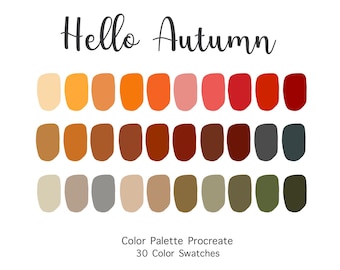 Hello Autumn Procreate Color Palette | 30 Color Swatches (Instant Download)