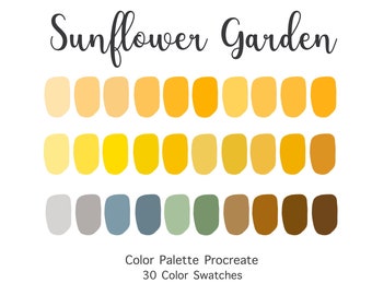 Sunflower Garden Procreate Color Palette | 30 Swatches (Digital Download)