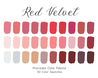 Palette di colori Red Velvet Procreate / 30 campioni (download digitale)