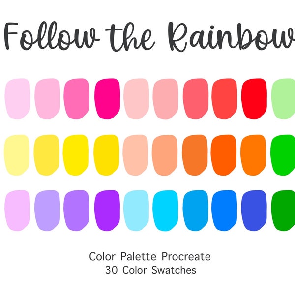 Procreate Color Palette Follow the Rainbow | Color Palette | Digital Color | Palette Swatches | Instant Download