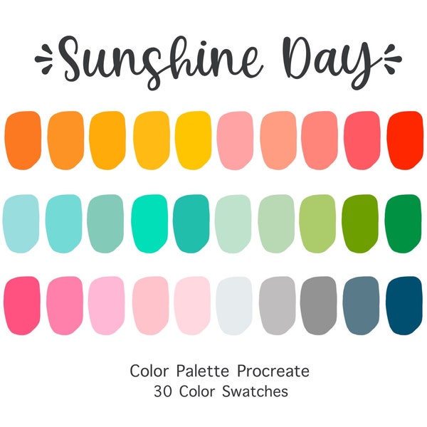 Procreate Color Palette Sunshine Day | Color Swatches | Instant Download | Procreate Palette for iPad | Digital Color