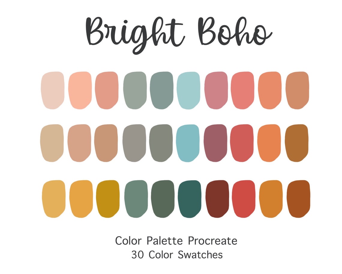Bright Boho Procreate Color Palette Color Swatches Instant | Etsy