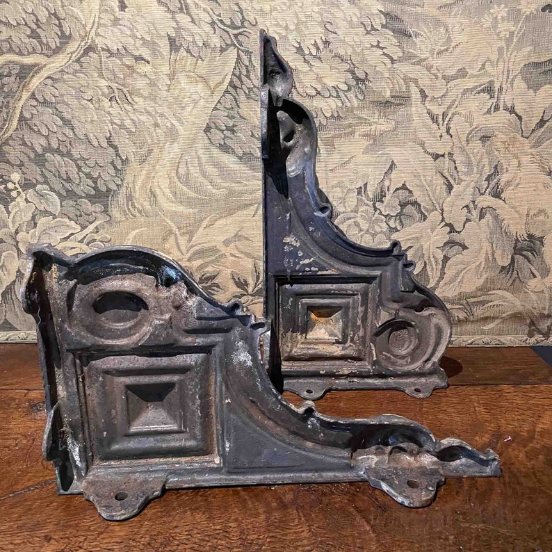 Pair of Antique 15 Cast Iron Shelf Brackets Original Etsy