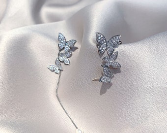 Beautiful Elegant Trendy Unique Crystal Stone Butterfly Earrings