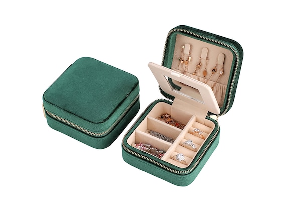 Velvet Jewelry Box Organizer Jewelry Small Travel Size Storage Case With  Zipper 