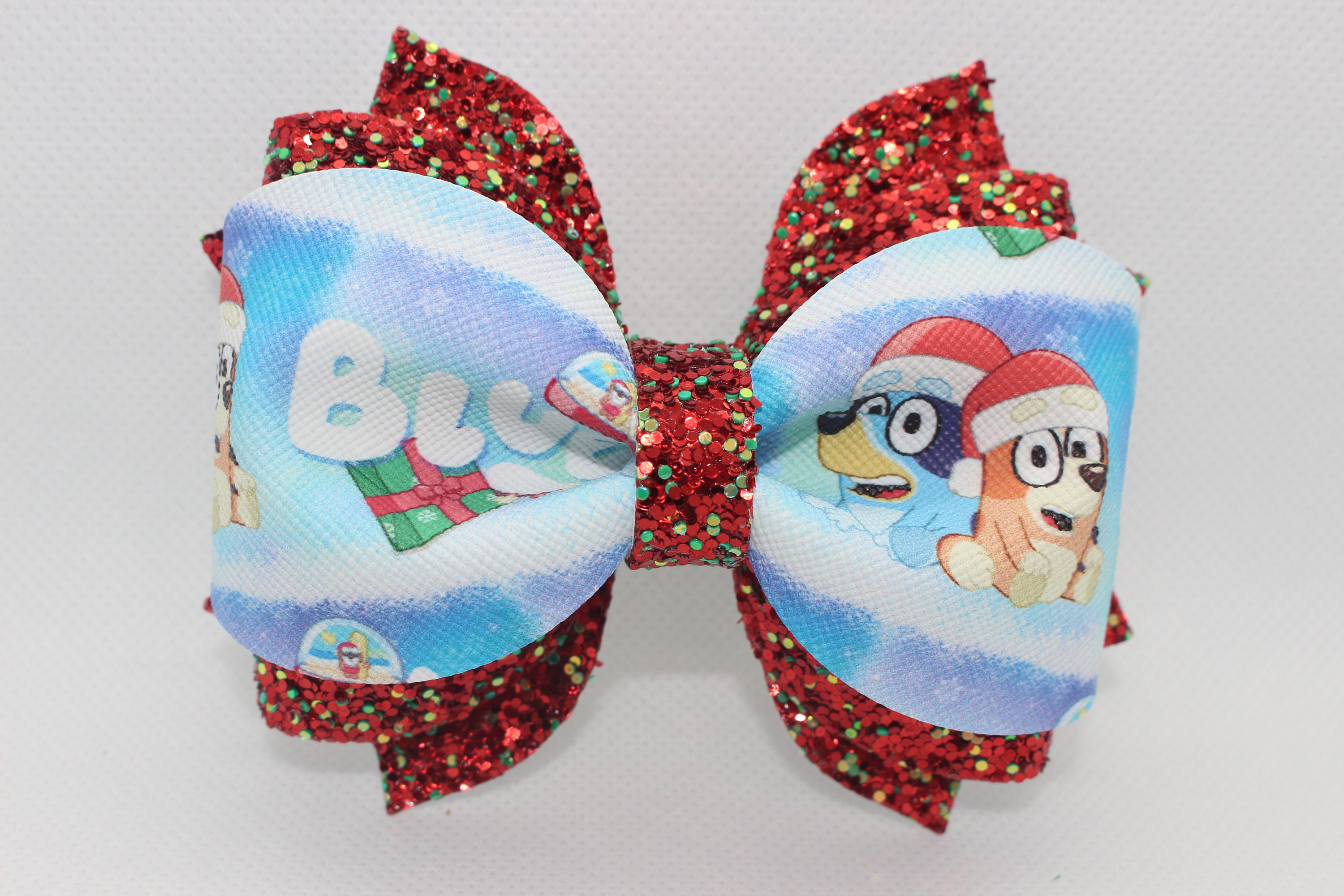 Blue Dog Christmas Bow 4 Bow High Quality Glitters Etsy