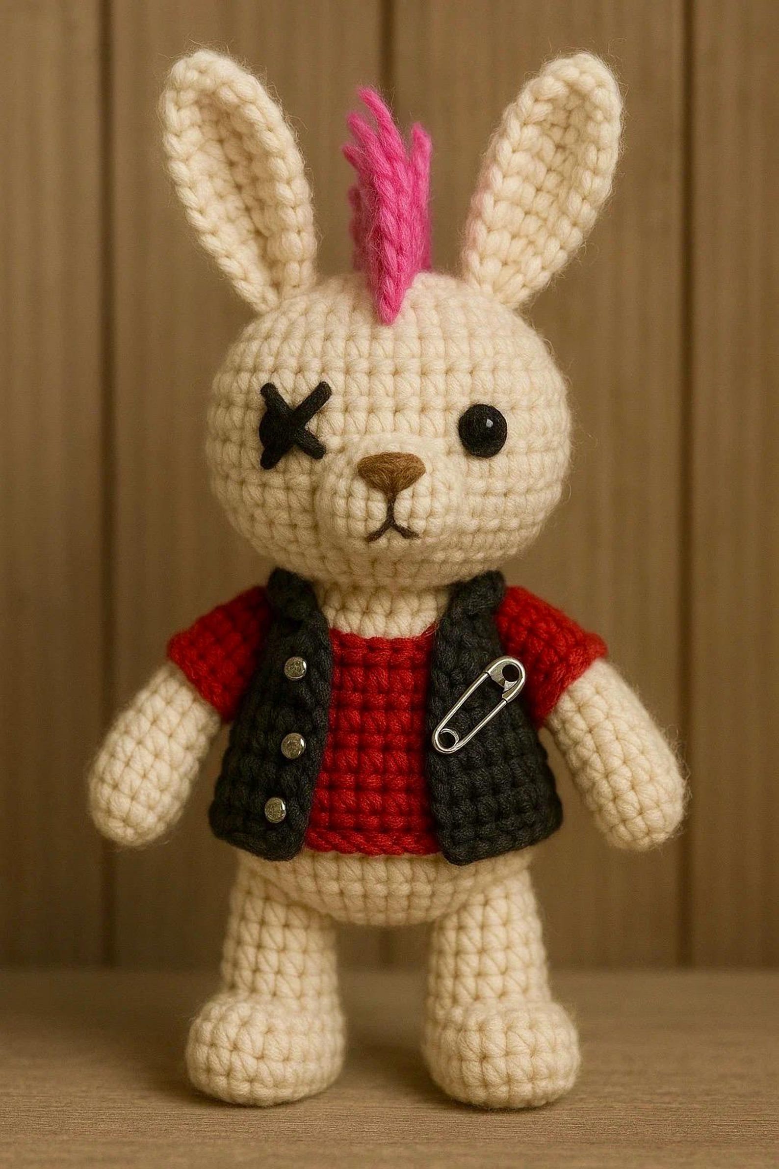 Crochet Pattern – Punk Rock White Rabbit | Beginner-friendly Amigurumi ...