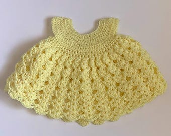 Handmade Crochet Baby Dress Sunny Yellow