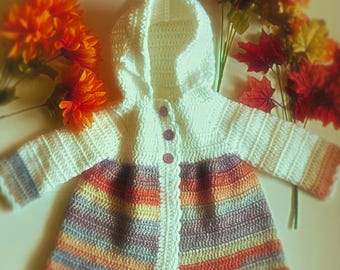 Handmade Crochet Baby Cardigan with Hood