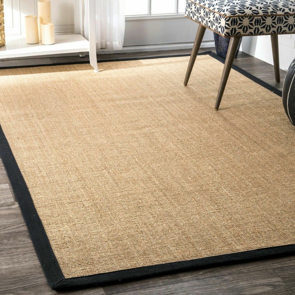 Borde de alfombra de yute natural con combinación de cáñamo, yute y sisal para decoración del hogar, decoración exterior en todos los tamaños personalizados.