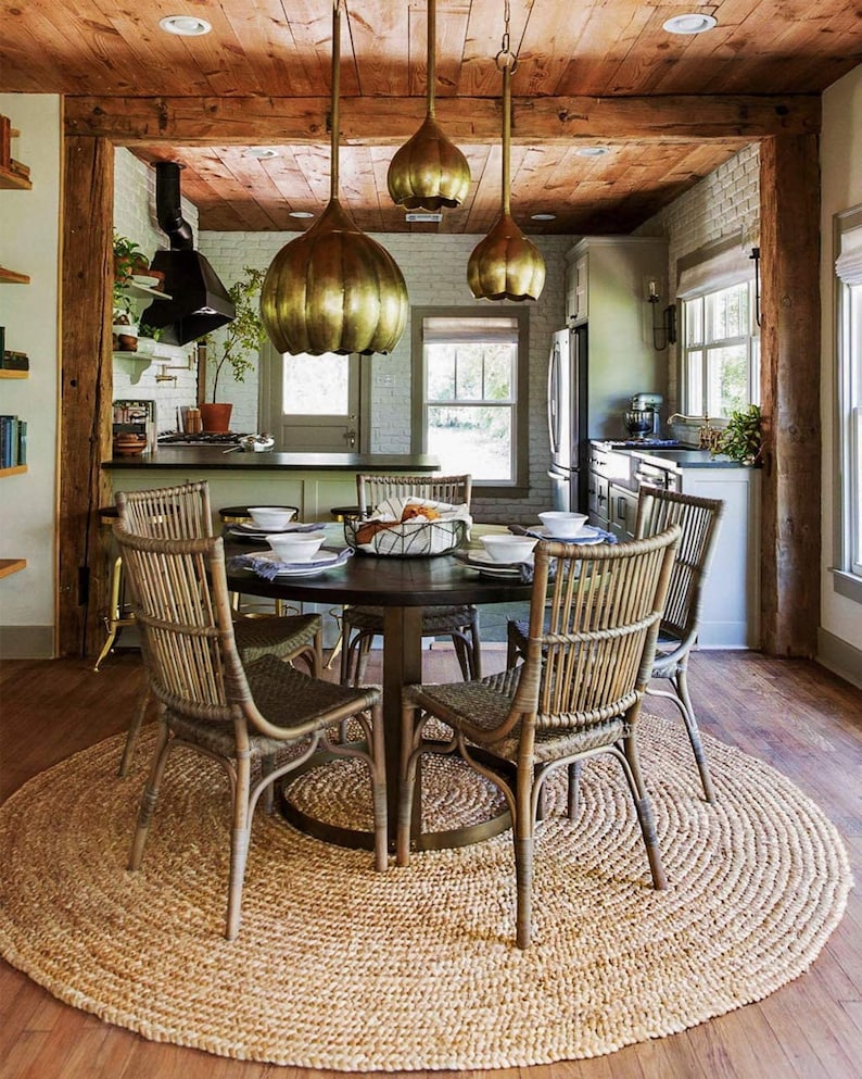 Round Jute Rug Kitchen Ikea Rugs Chair Yoga Rug | Etsy