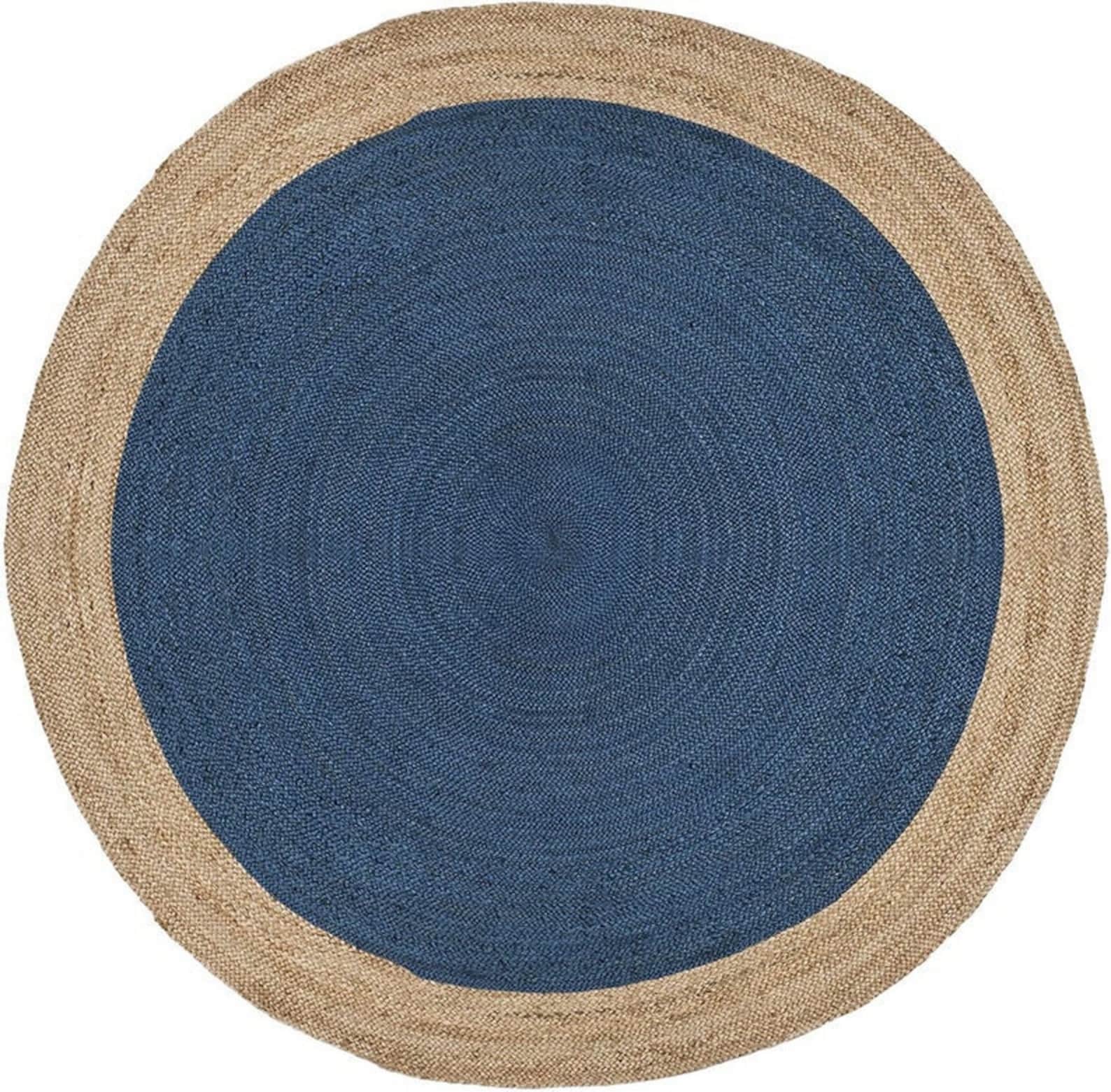 Navy Blue Round Jute Rug for Outdoor or Indoor Small Round Etsy