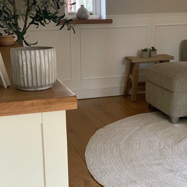 Round Offwhite Rug Hand Braided Home Circle Rug White Etsy