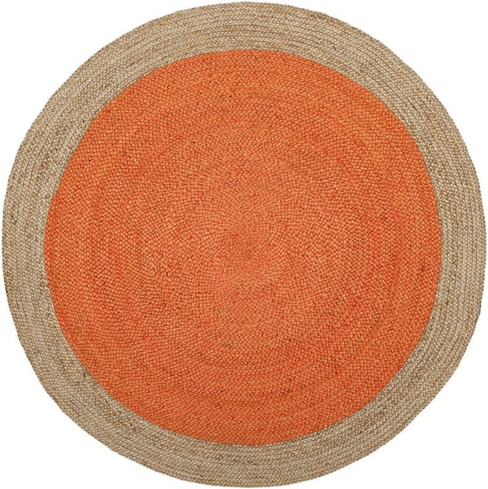 Round Jute Rug Orange Reversible Jute Carpet for Sale Hand Etsy