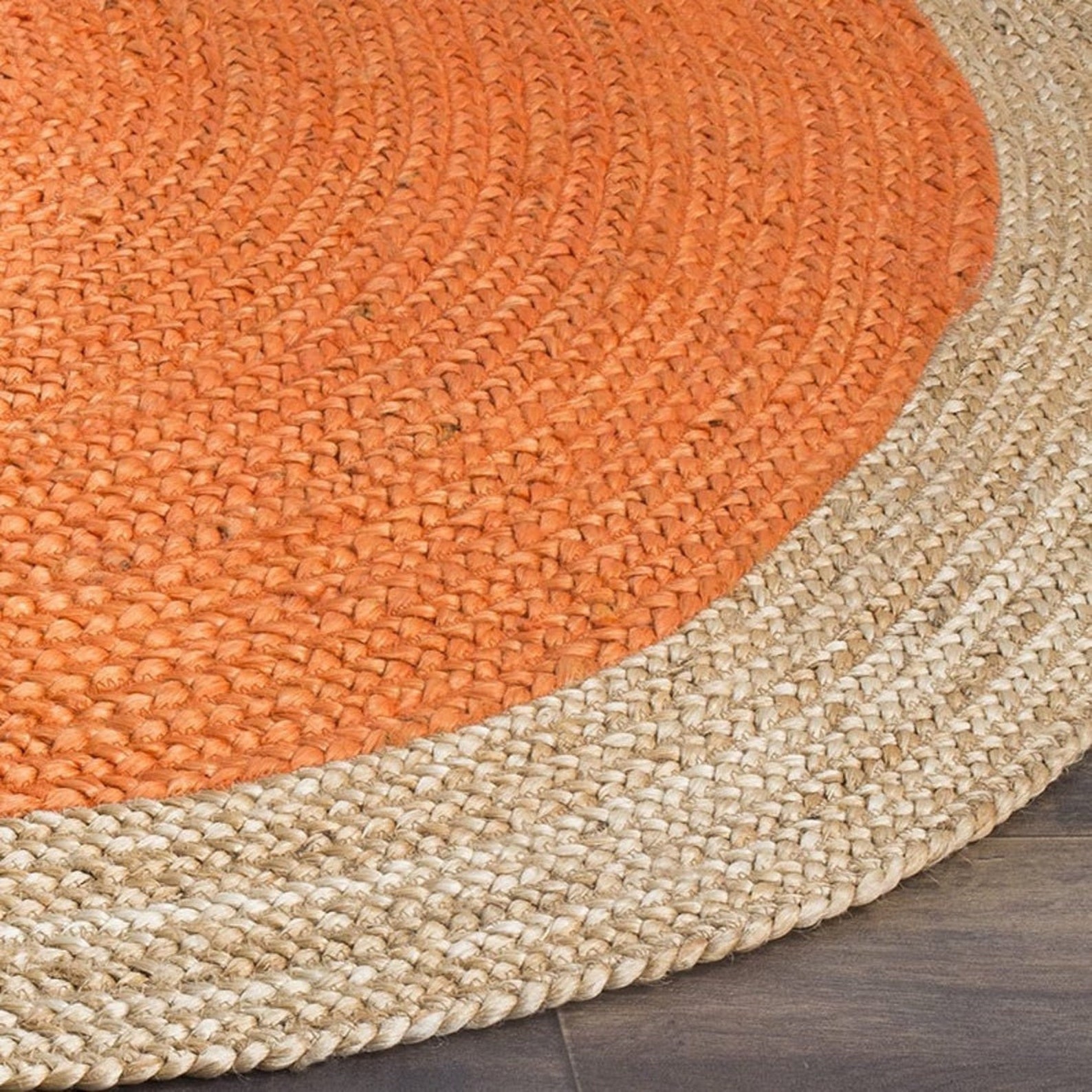 Round Jute Rug Orange Reversible Jute Carpet for Sale Hand Etsy