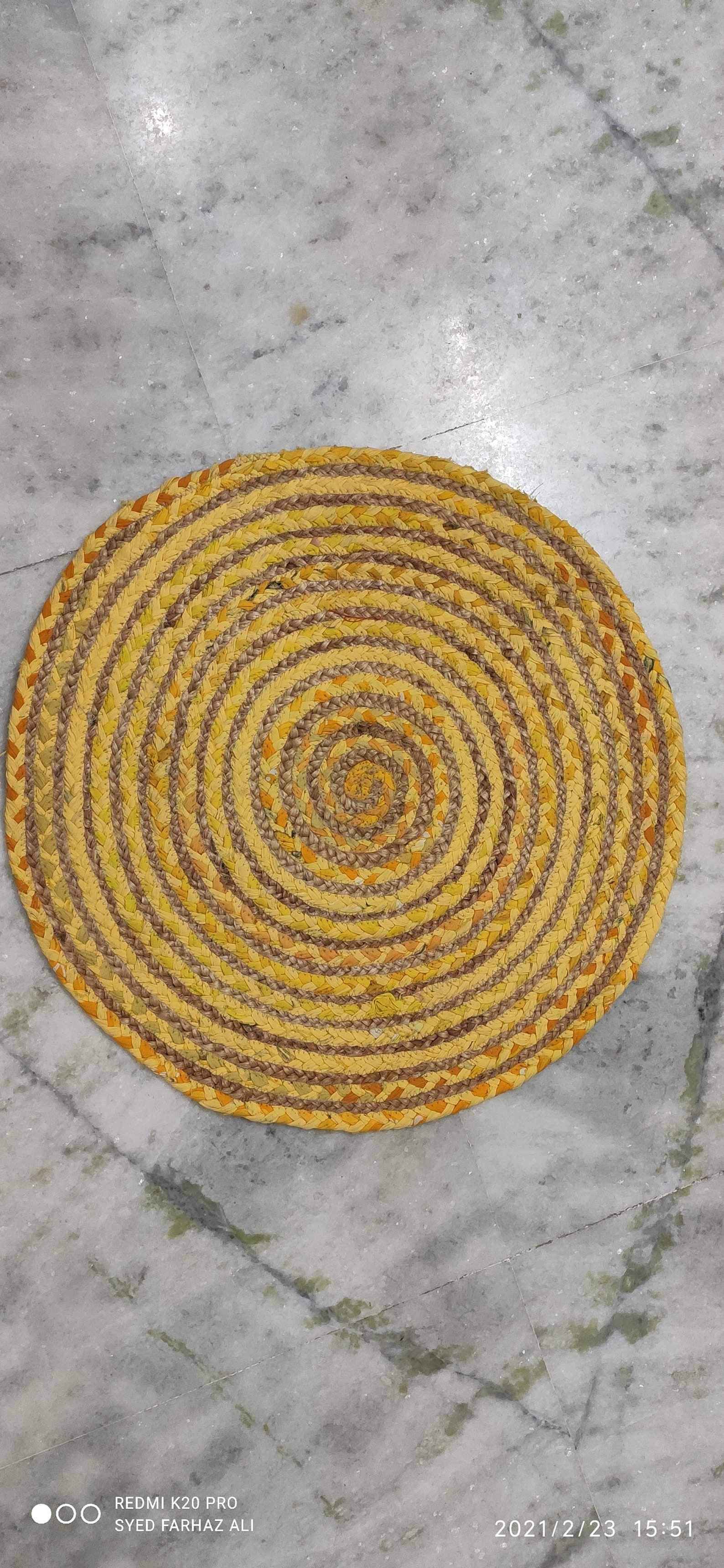 Round Bath Mat Made of Cotton Rags and Jute Round Jute Rug Etsy