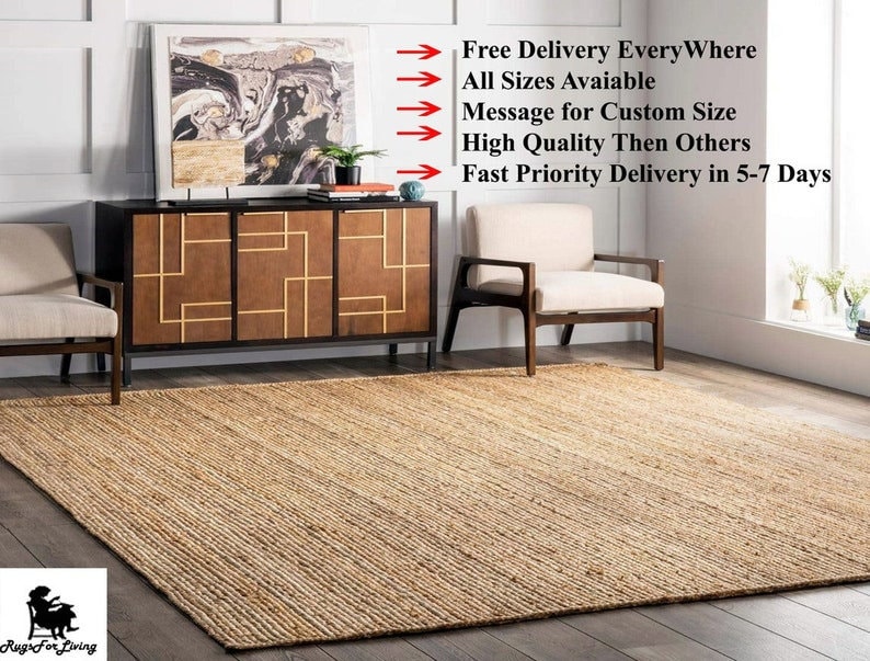 8x10 9x12 Jute Rugs for Sale Jute Rugs for Living Room Etsy