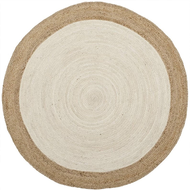 Round Jute Rug White Jute Sisel Circular Rug Round Bathroom Etsy India