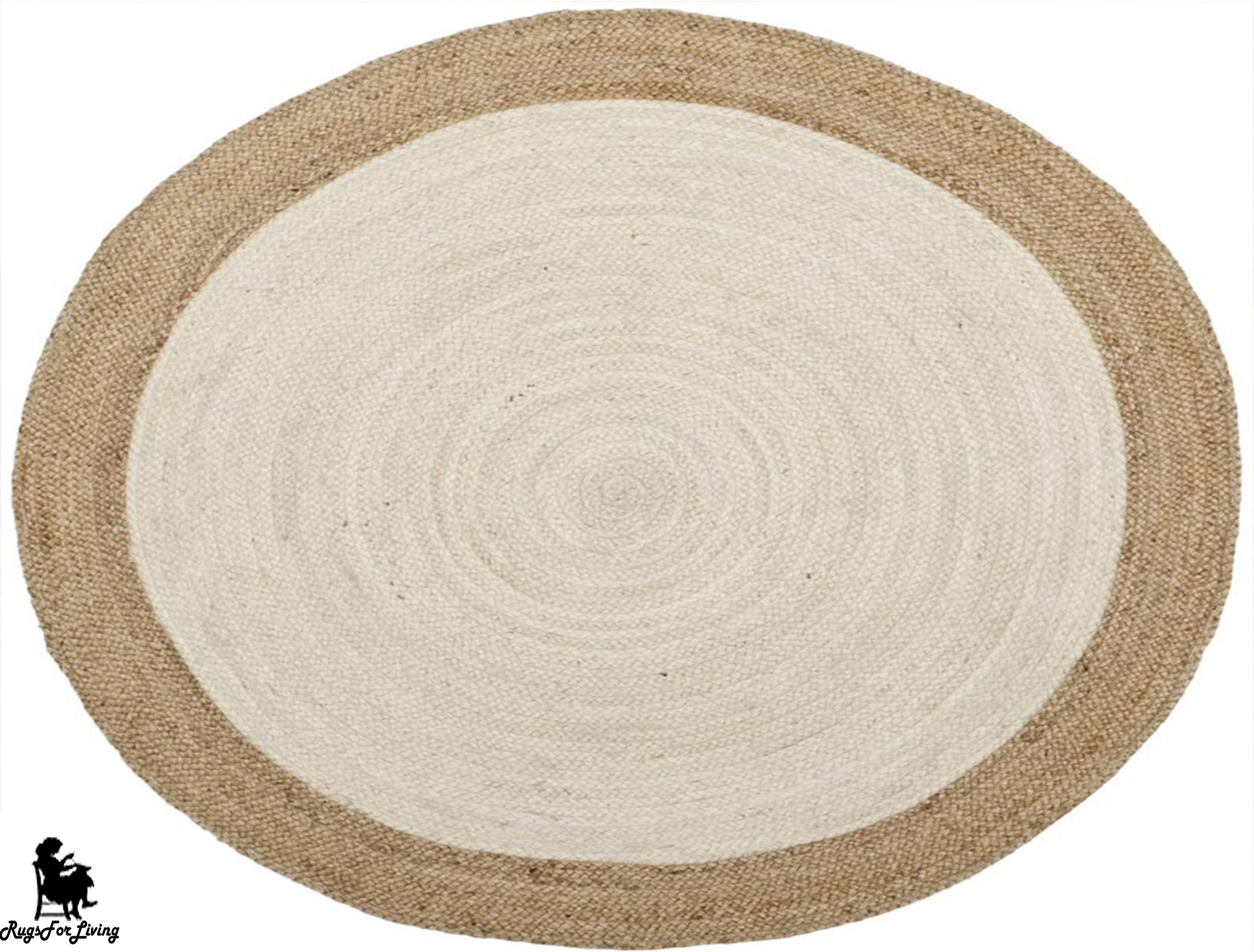 Round Jute Rug White Jute Sisel Circular Rug Round Bathroom Etsy