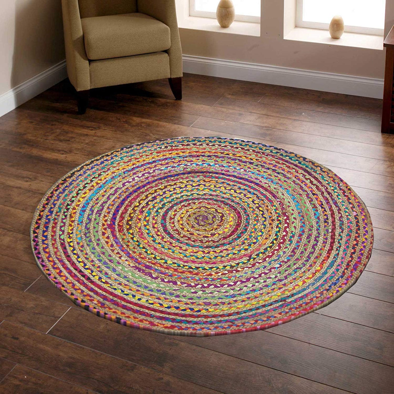 Round bathroom Rug Washable Round Rug Entryway rug Rag Rug Etsy