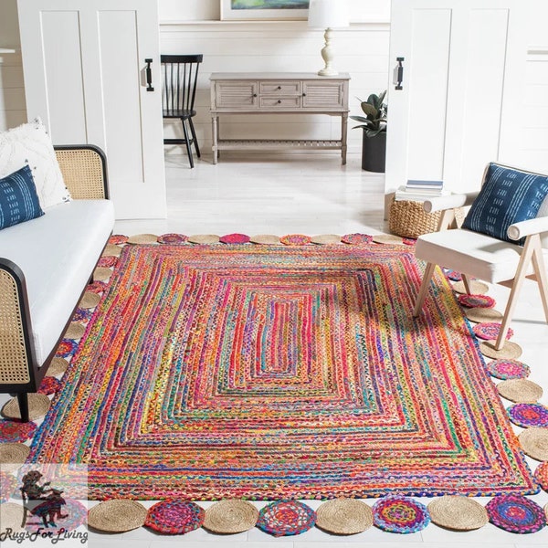 chindi rag rug made of recycled cotton rags, boho floor decoration