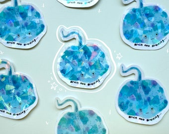 Stingray Sticker | Holographic Fish Sticker | Brain Not Braining Sticker | Under The Sea Creature Sticker | Ray sticker Holo