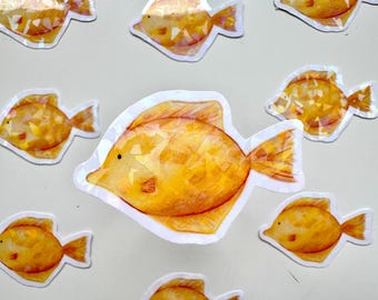Holo Yellow Fish Sticker, Yellow Tang Fish Sticker, Holographic Sticker, Funny Fish Sticker, Sea Creature Sticker, Cute Sea Creature