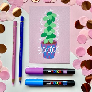 Postcard with plant illustration &quot;Adopt me?&quot; &quot;Any occasion&quot;, size A6