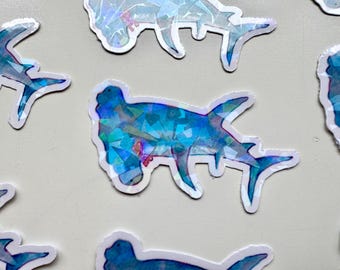 Holo Shark Sticker, Hammer Head Shark Sticker, Holographic Sticker, Funny Shark Sticker, Hammer Head Shark, Cute Holographic Sticker