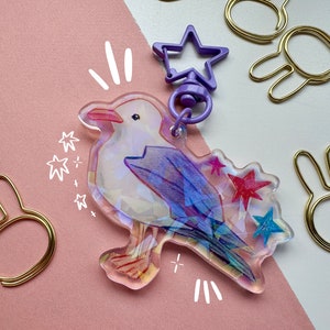 Acrylic Seagull Keychain| Holographic Seagull Keychain | Silly Seagull Charm | Acrylic Keychain | Acrylic Charm