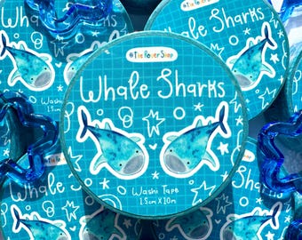 Cinta washi de tiburón ballena | Cinta washi | Tiburón ballena adorable | Cinta washi de tiburón | Cinta washi de ballena | Tiburón ballena | Bullet Journal | 10 m x 15 mm
