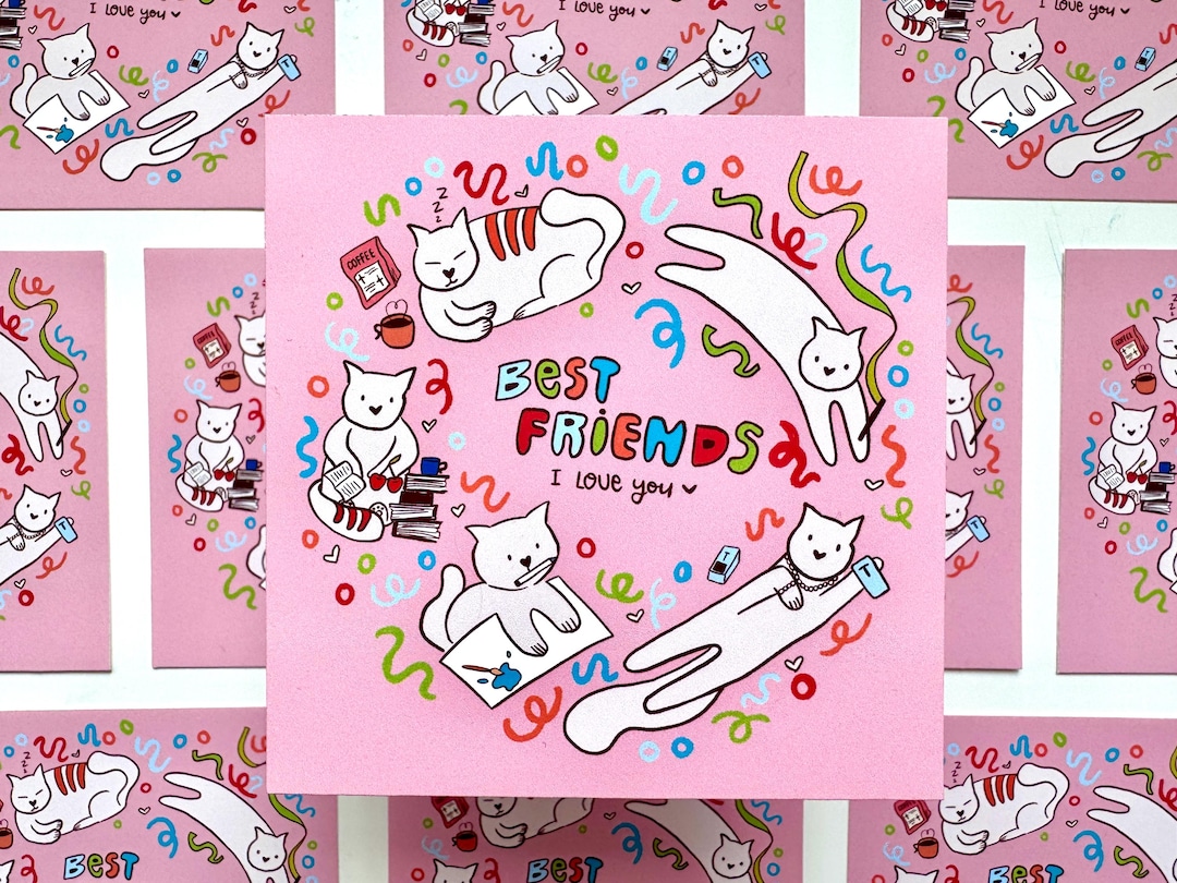Best Friend Art Print | Best Friend Card | Cute Cat Print | Kitties ...