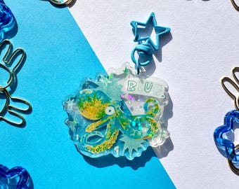 Acrylic Octopus Keychain | Holo Glitter Acrylic Octopus Keychain | Holographic Keychain | Funny Octopus Charm | Cute Octopus Acrylic Charm