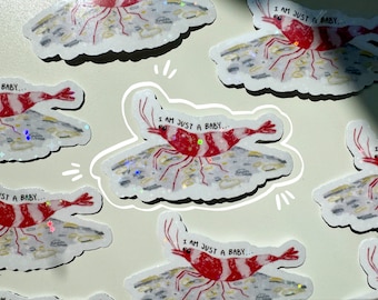 Shrimp Sticker, Glitter Shrimp Sticker, Holo Shrimp Sticker, Funny Shrimp Sticker, Baby Shrimp Sticker, Cute Shrimp Sticker