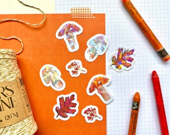 Mushroom Sticker Pack | Mushroom Holographic Stickers | Fall Stickers | Die Cut Stickers | 8 Holographic Stickers